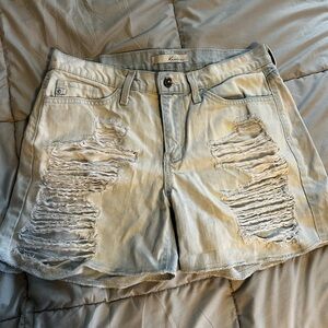 Sz 26 KanCan Blue Jean Shorts Distressed Raw Hem